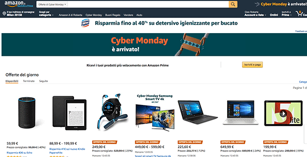 Amazon Cyber Monday, proseguono gli sconti