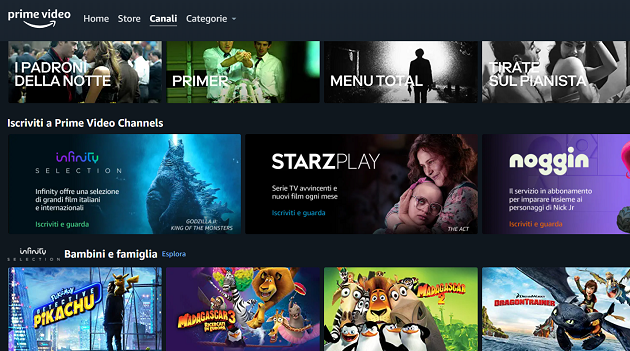 Anche in Italia i Prime Video Channels