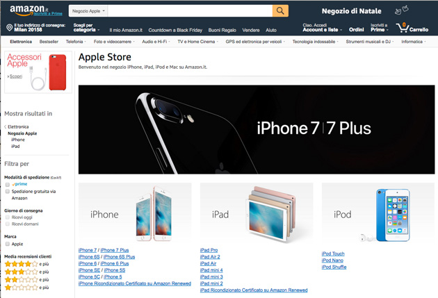 Apple vende direttamente su Amazon Apple vende direttamente su Amazon
