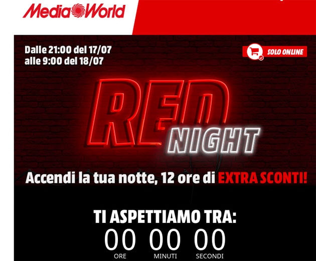 Dopo il Red Friday, Mediaworld lancia il Red Night