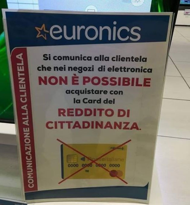 Euronics e reddito di cittadinanza: è fake news?