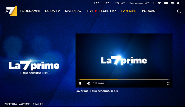 La7 Prime: anche La7 ha il suo vod