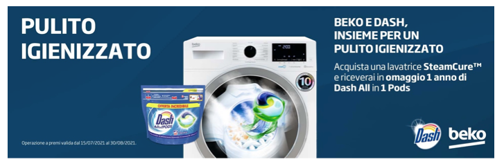 Beko e Dash insieme per un bucato igienizzato Beko e Dash insieme per un bucato igienizzato
