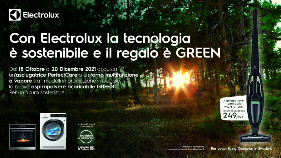 Electrolux: i-tech sostenibile e regalo green Electrolux: i-tech sostenibile e regalo green